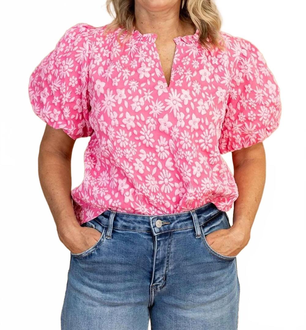 NEW BIBI iris floral shirt in fuchsia